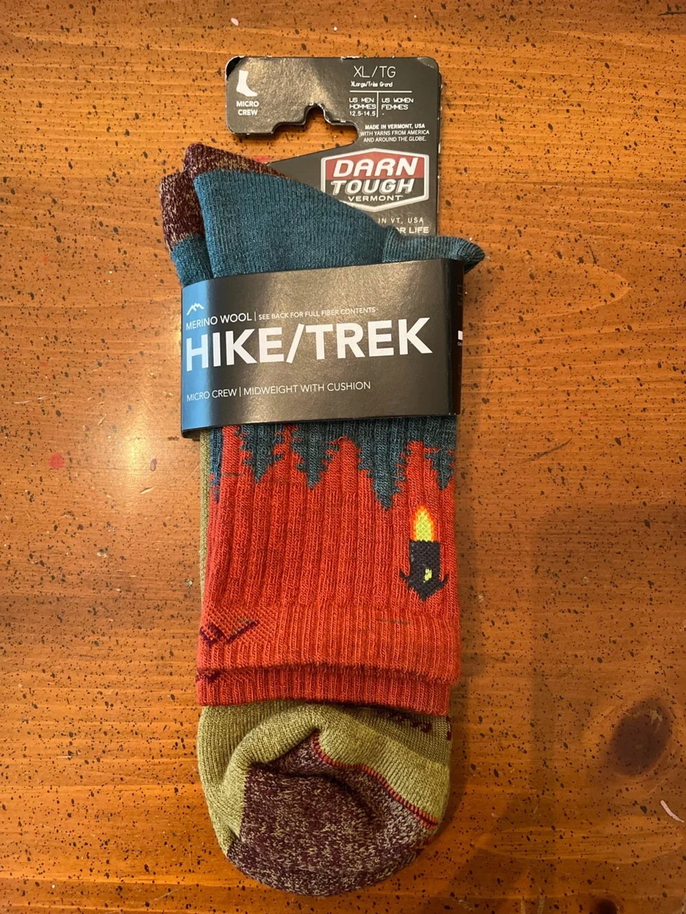 NEW Darn Tough HIKE-TREK Midweight Wool Micro Crew Sock - XL